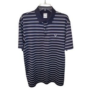 Callaway Men's Opti-Dri Striped Golf Polo Shirt‎ Large Blue White